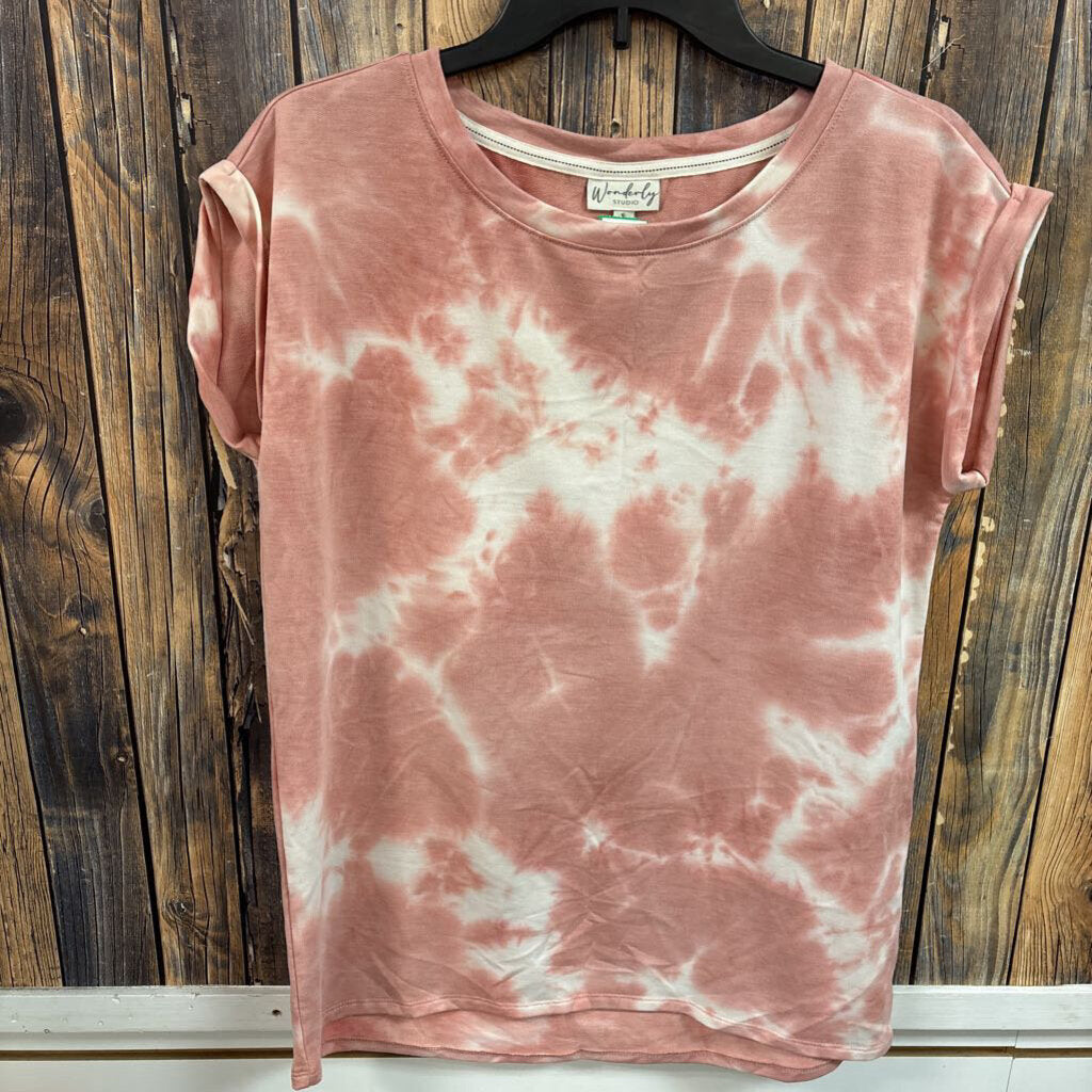 Pink White TieDye Shirt, Women's S