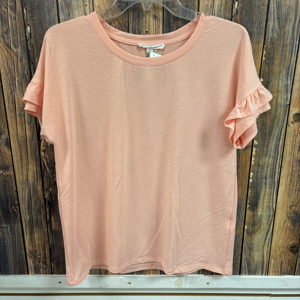 Coral Ruffle Sleeve Shirt, Women's M