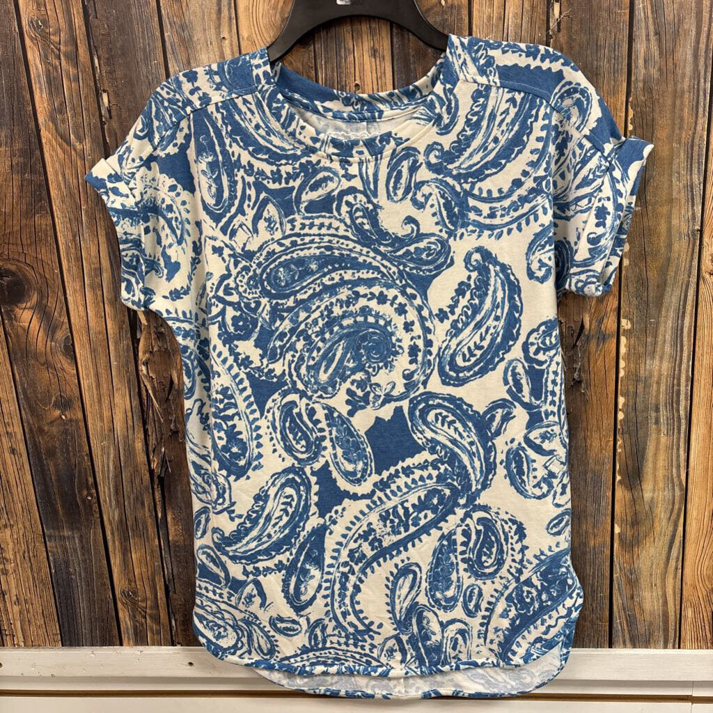 Blue Paisley Top, Women's M