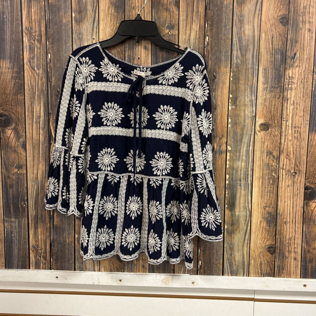 Cato Blue Embroidered Shirt, Women's XS