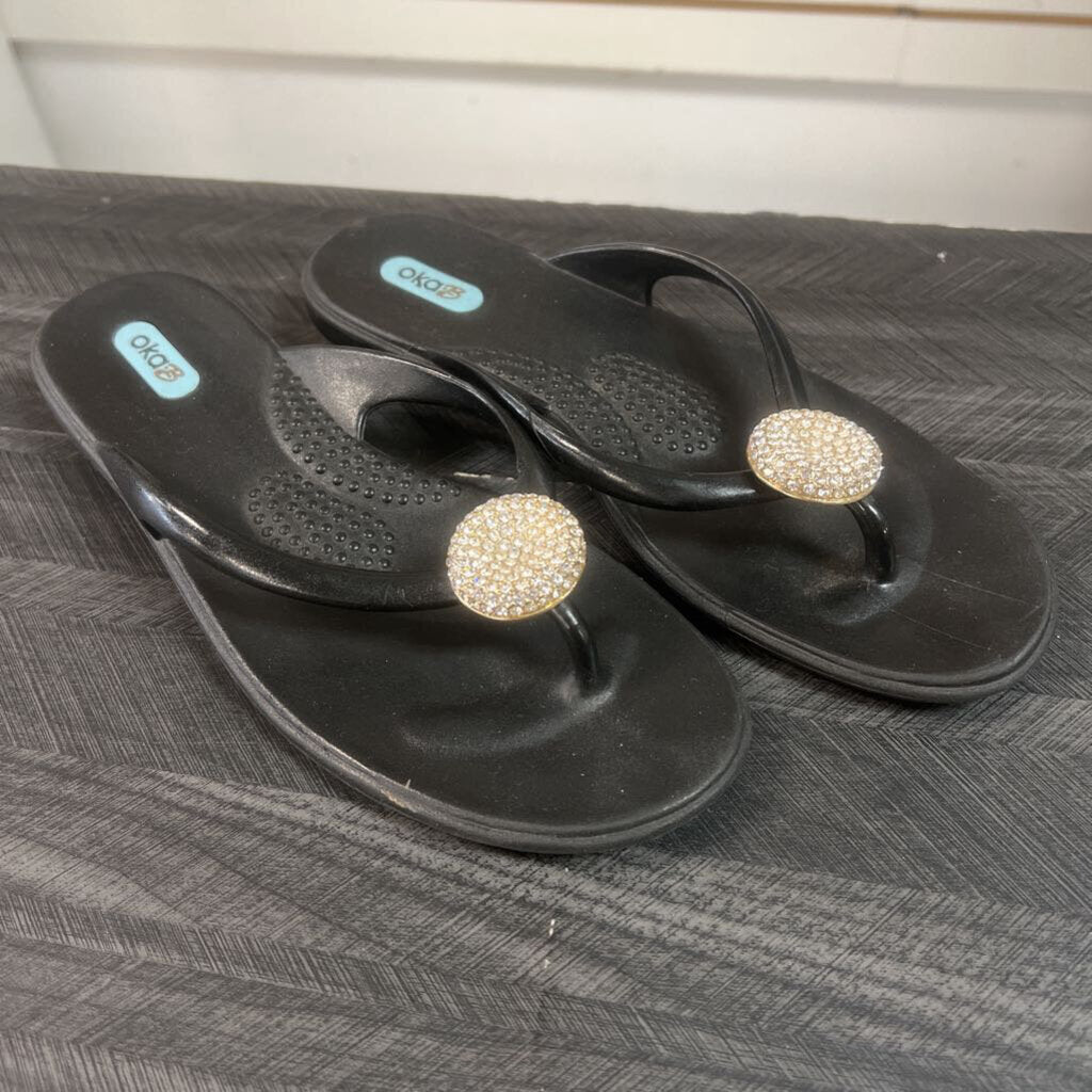 Oka B Soft Black Sandals, Womens M