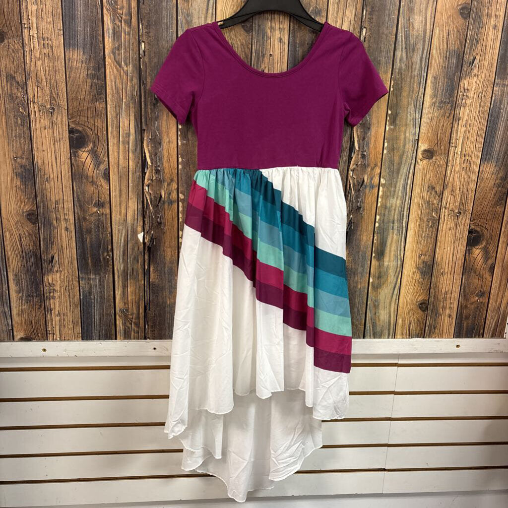 Maroon Stripe Dress, Girl's 12/14