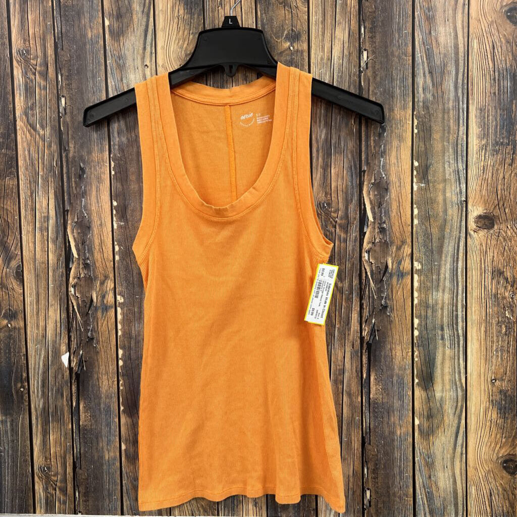 Aerie Orange Ribbed Tank, Womens S