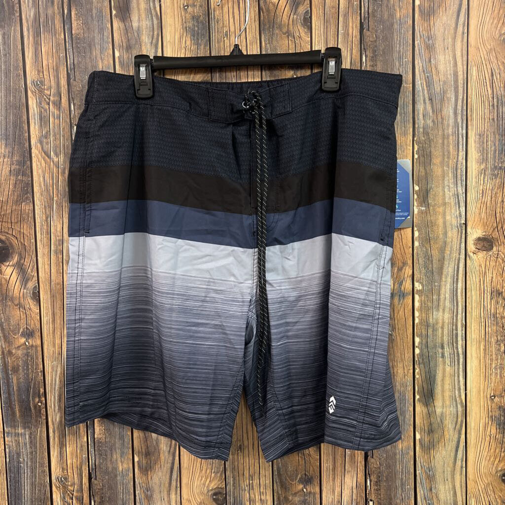 NWT Free Country Black Swim Trunks, Mens 2XL