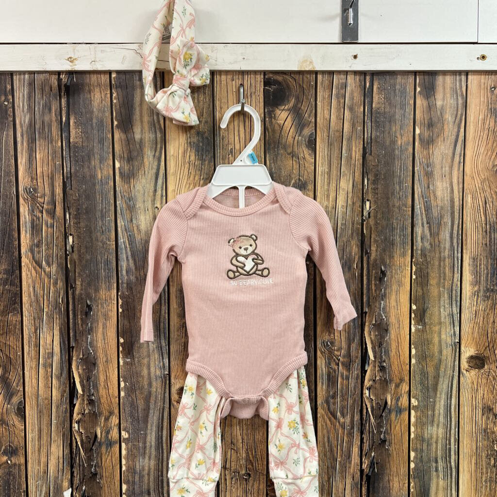 Beary Cute 3PC Set, Girls 3-6M