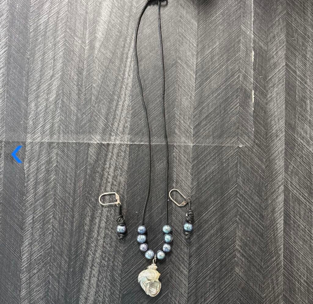 Blue Pearl Necklace and Earrings