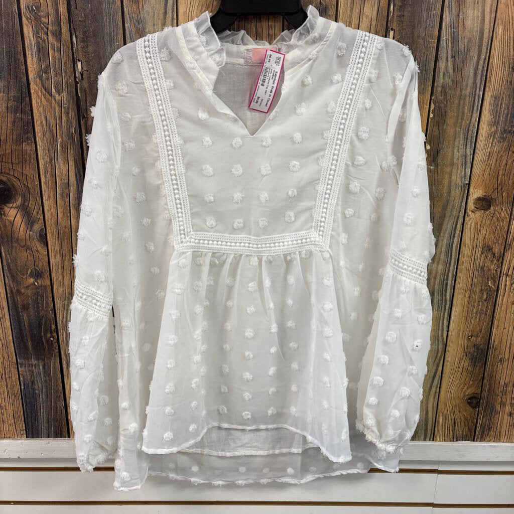 White Textured Top, NWT Women's L