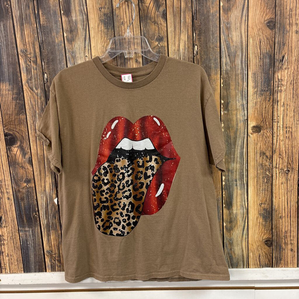 Brown Lip Tee, Womens L