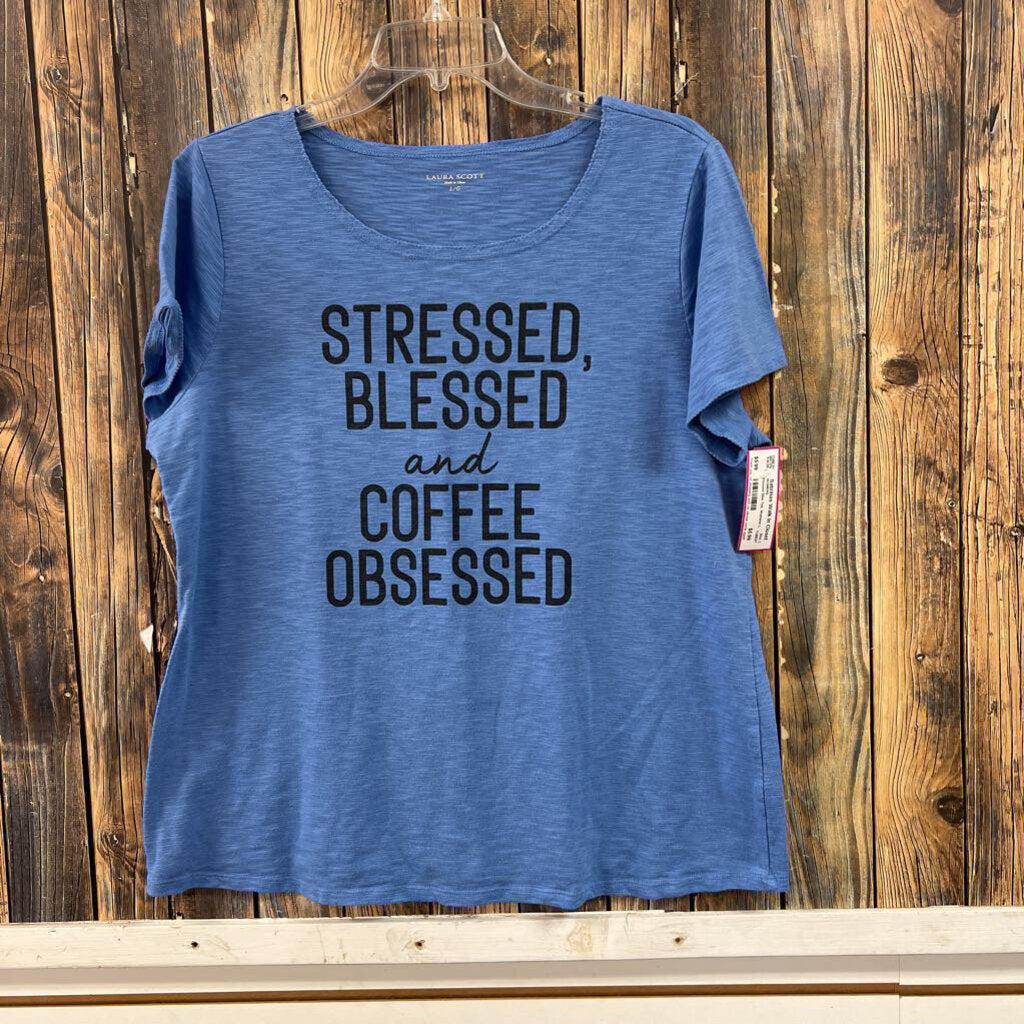 Stressed Blue Tee, Womens L