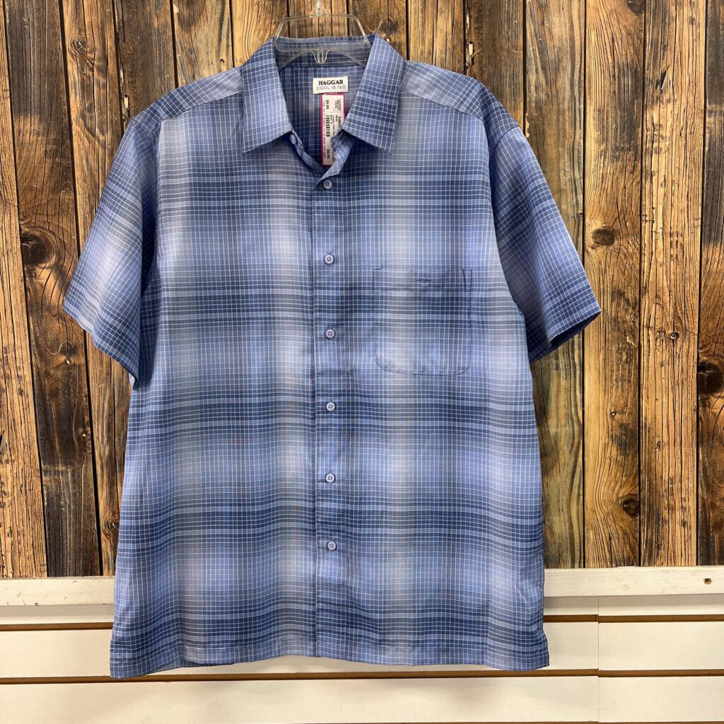 Haggar Cool Tech Blue Polo, Mens M