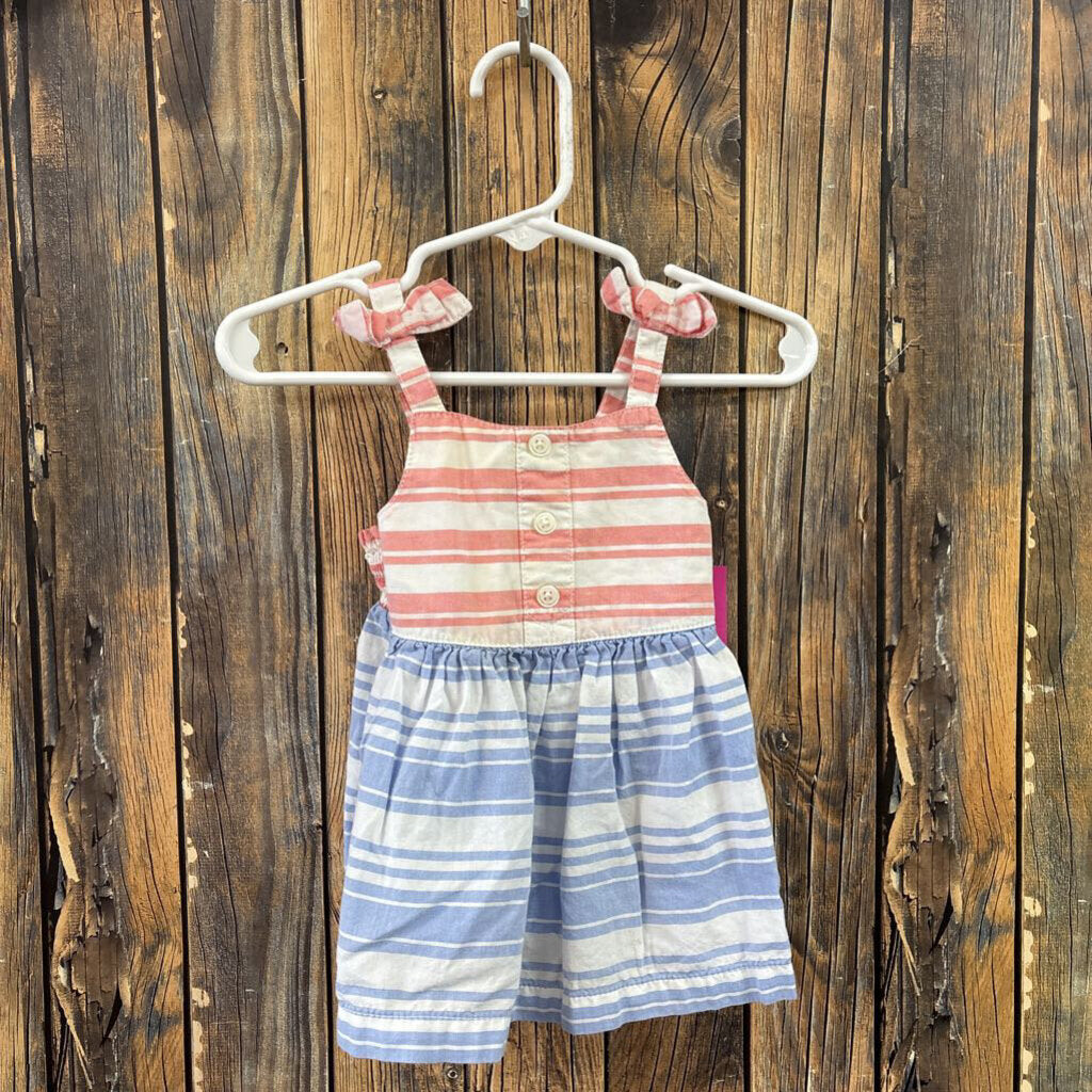 Pink/Blue Stripe Dress, Girls 3-6M