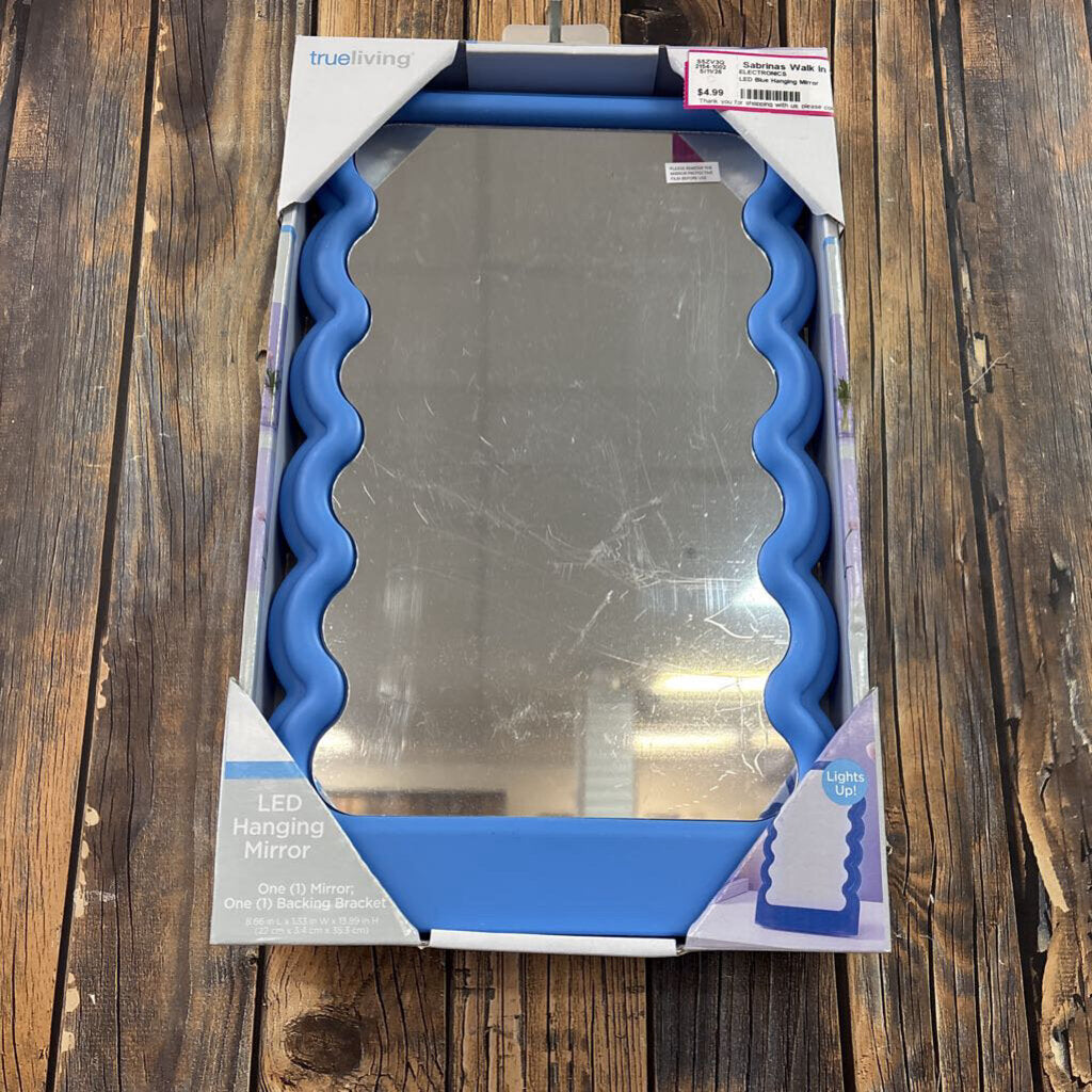 LED Blue Hanging Mirror