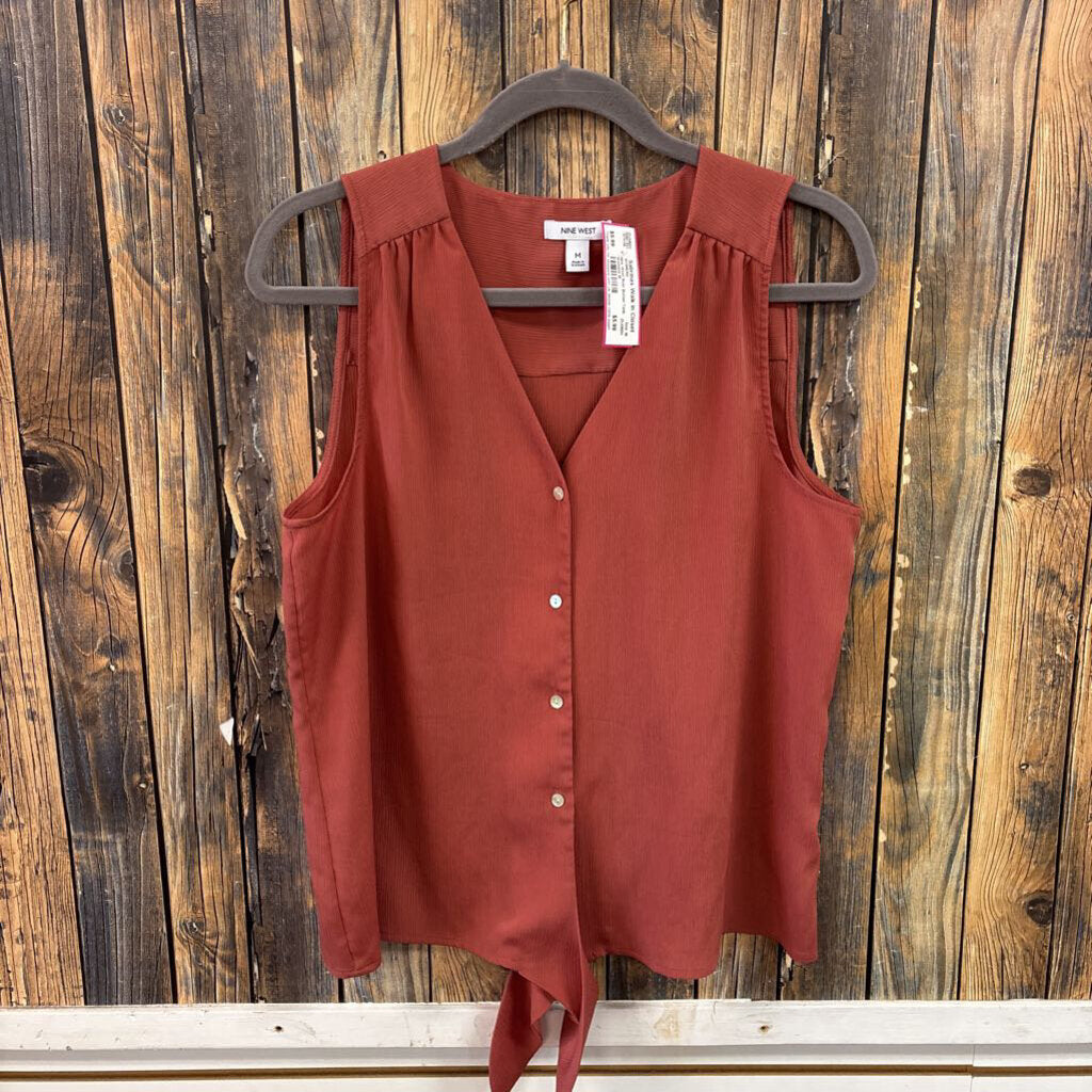 Nine West Rust Button Tank, Womens M