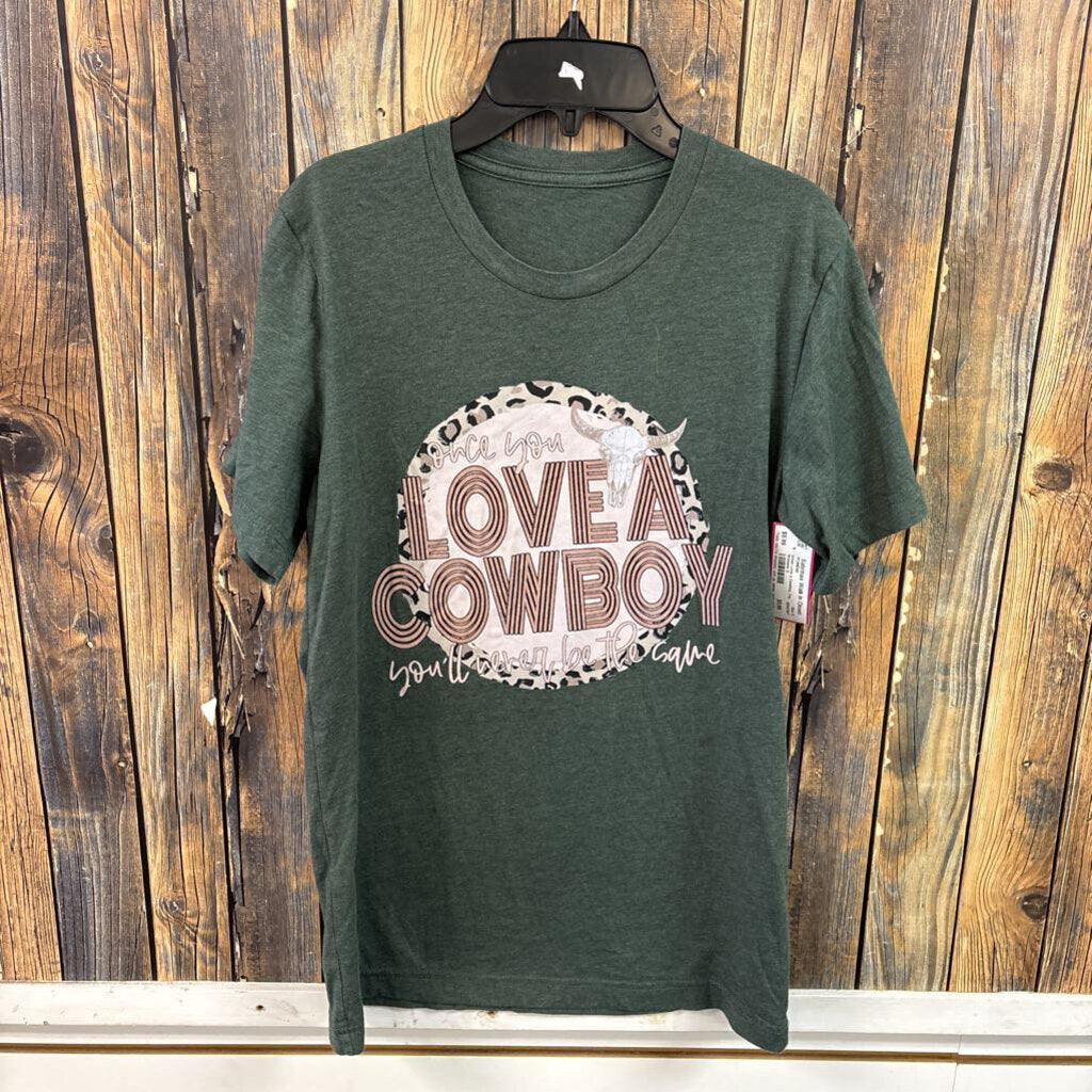 Green Love a Cowboy Tee, Womens S
