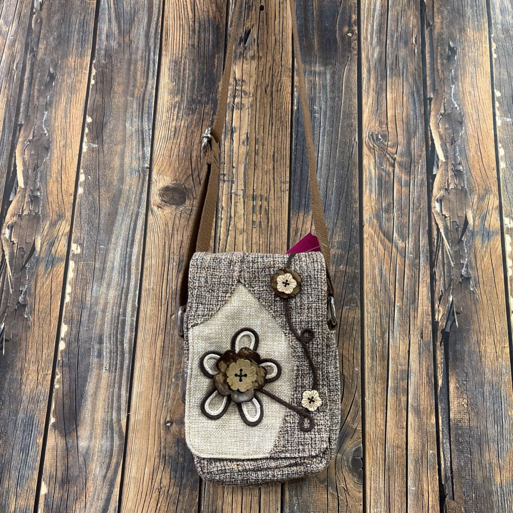 Burlap Floral Crossbody