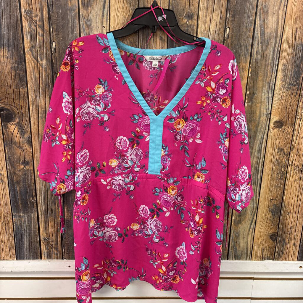Pioneer Woman Sheer Pink Floral Top, Womens L