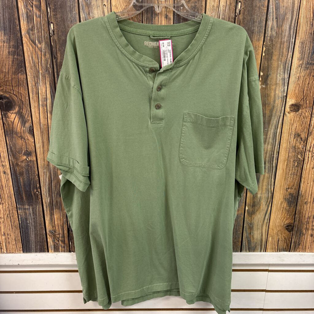 Red Head Soft Green Button Top, Mens 2X