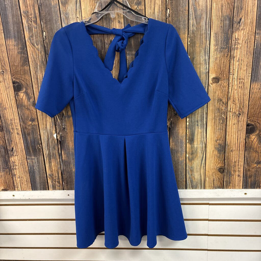 Royal Blue Scalloped Neck Dress, Womens 13/14