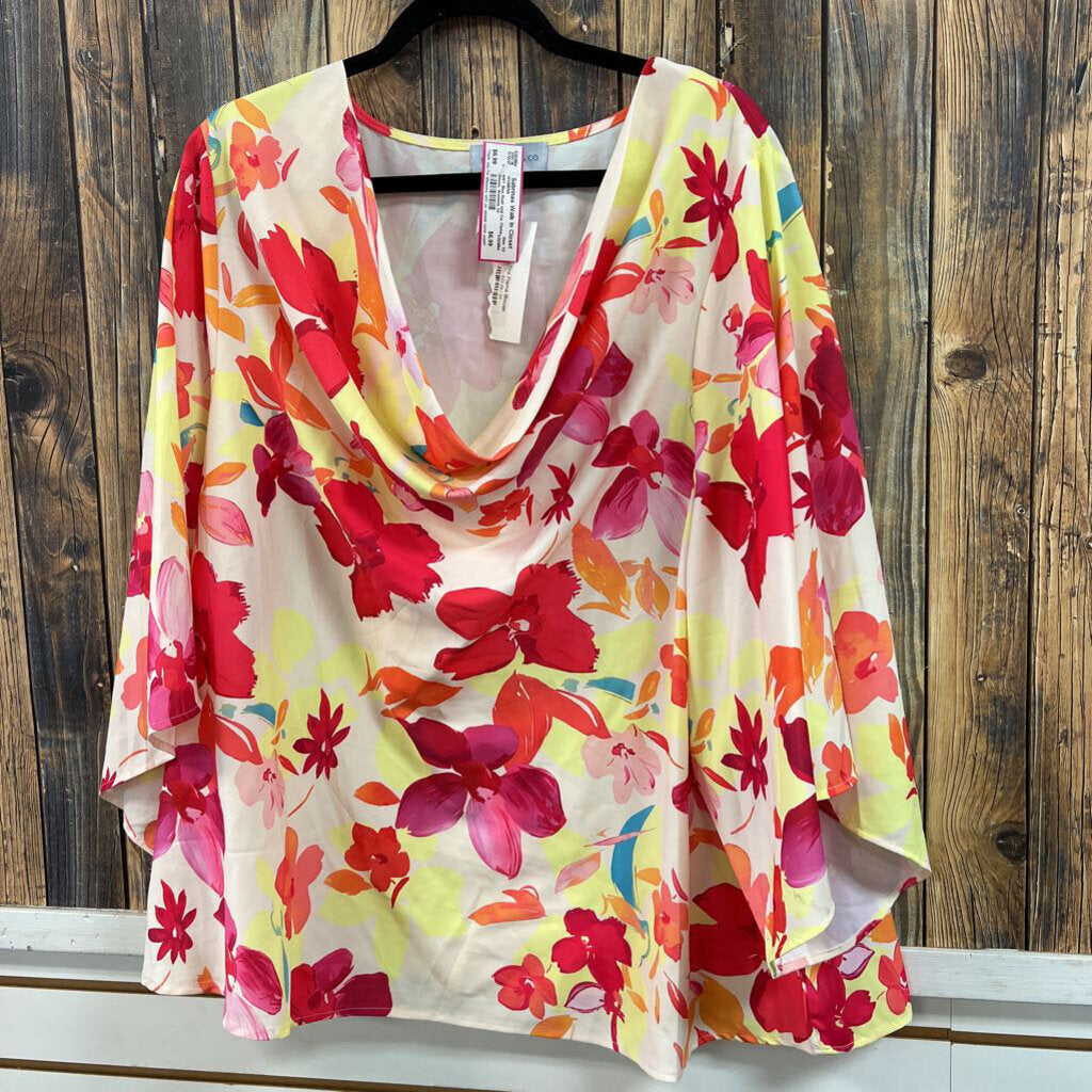 NWT Blue Rush and Co. Flame Blouse, Womens 3X