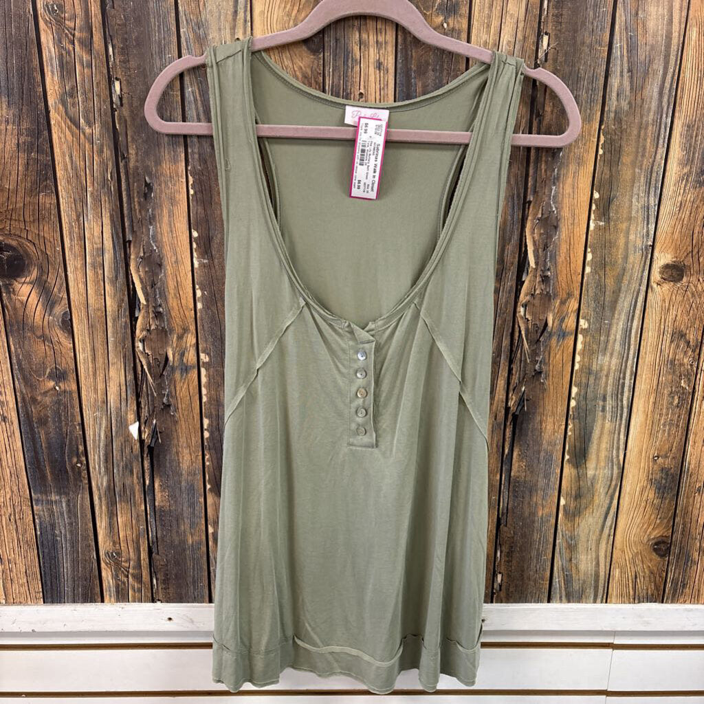 Pink Lily Buttery Soft Green Tank, Womens 2X