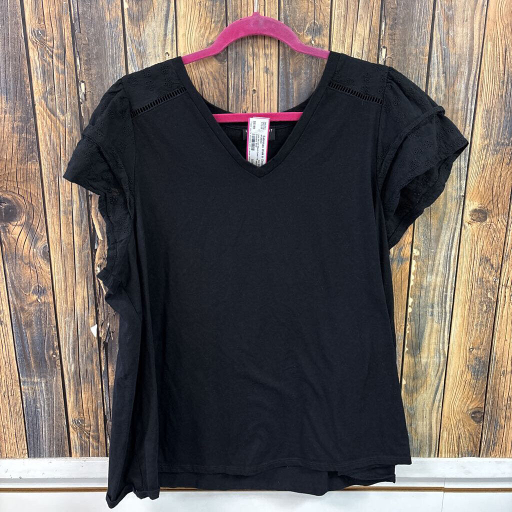 Lane Bryant Black Eyelet Top, Womens 18/20