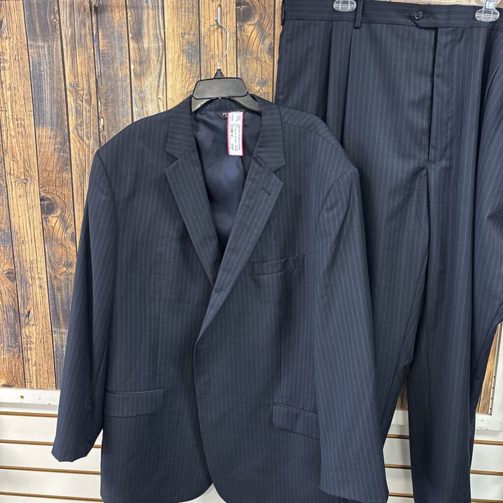 Navy Stripe 2PC Suit, Mens 54L