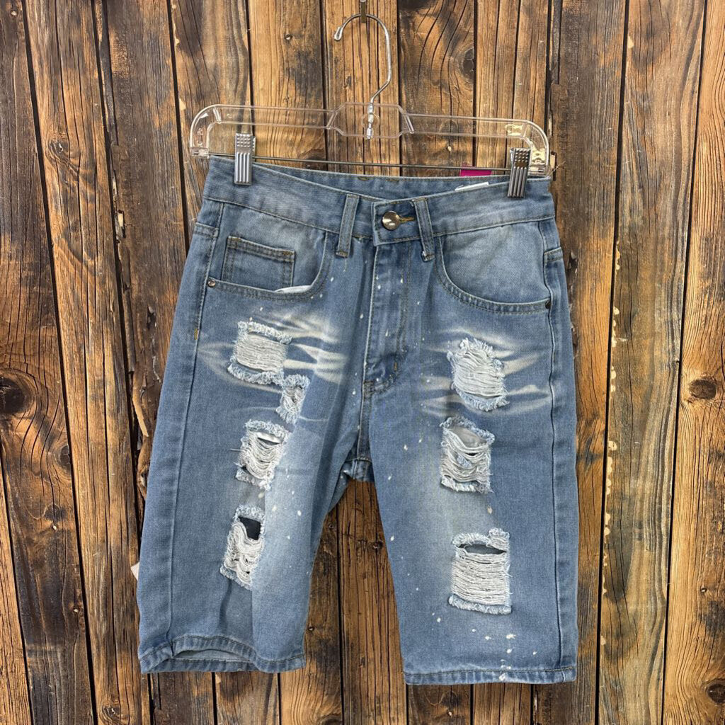 Light Wash Distressed Shorts, Mens 28