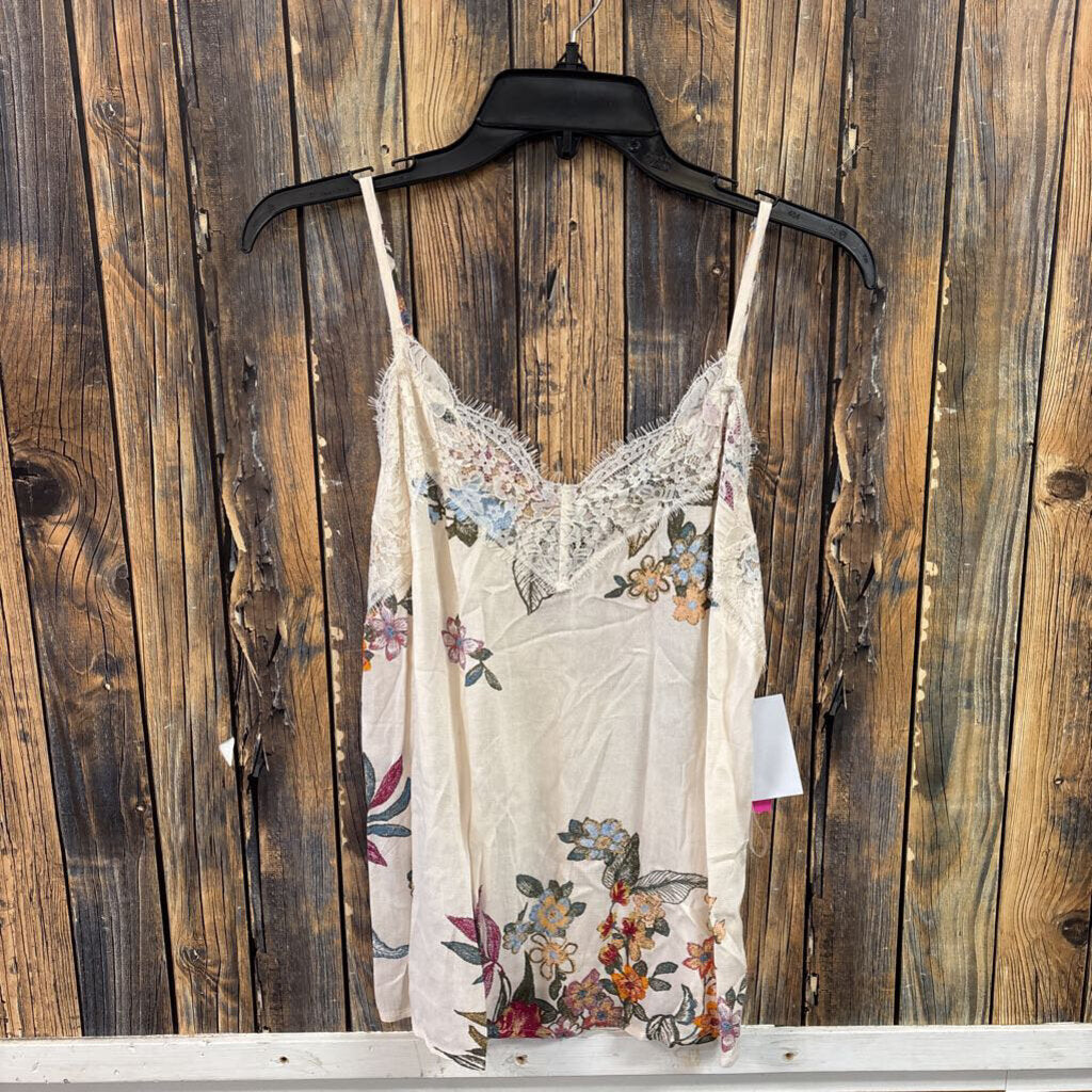 NWT Boot Barn Cream Floral Tank, Womens S