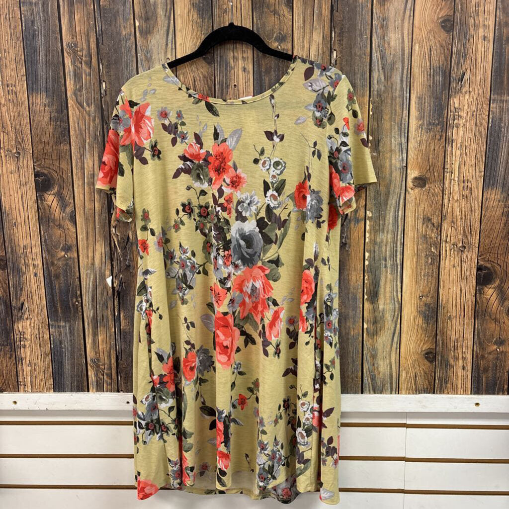 Green Floral Dress, Women's L