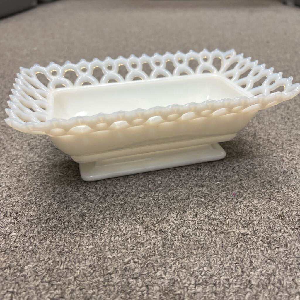 Westmorland Milk Glass Long Lattice Dish; No Ship