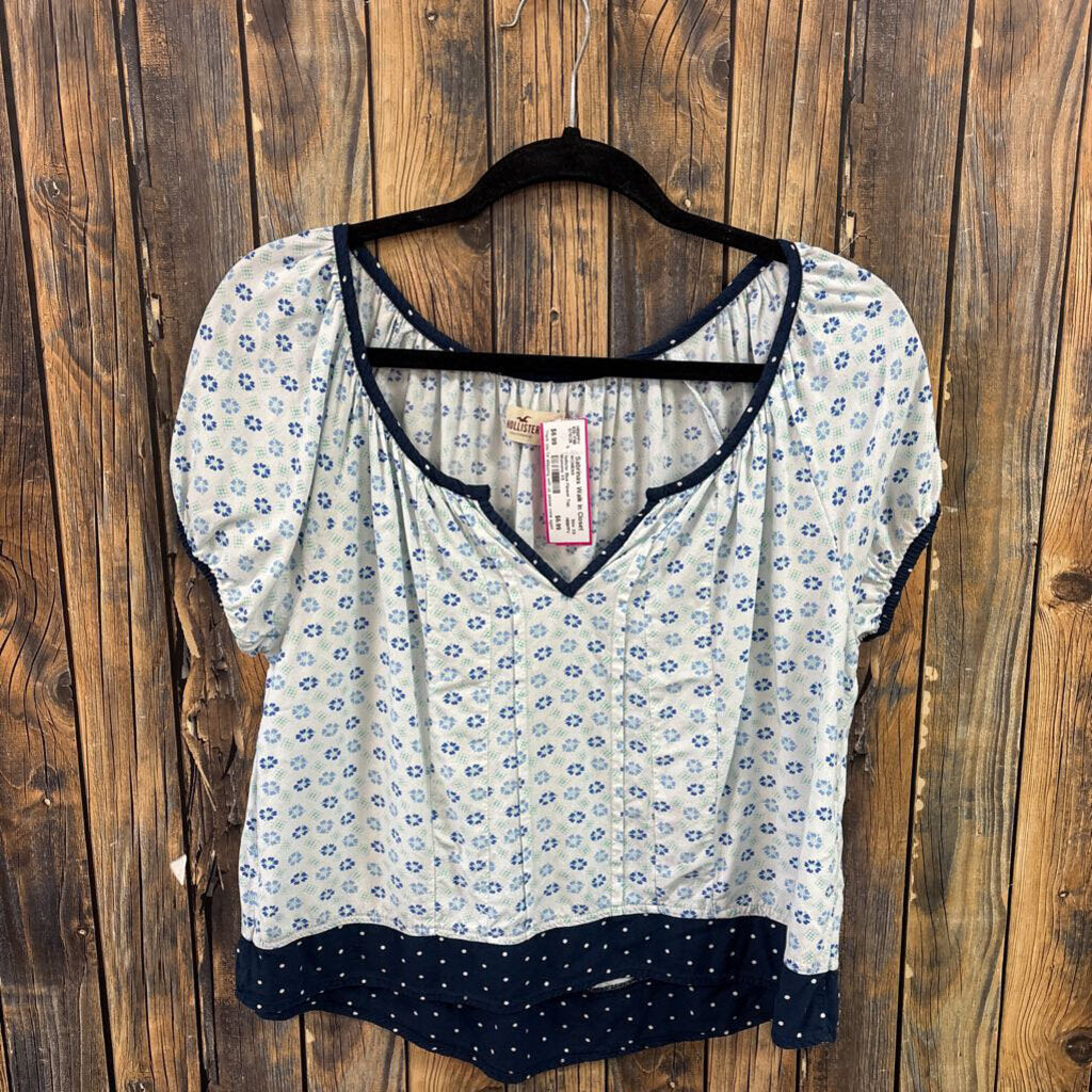 Hollister Blue Flower Top, Womens XS