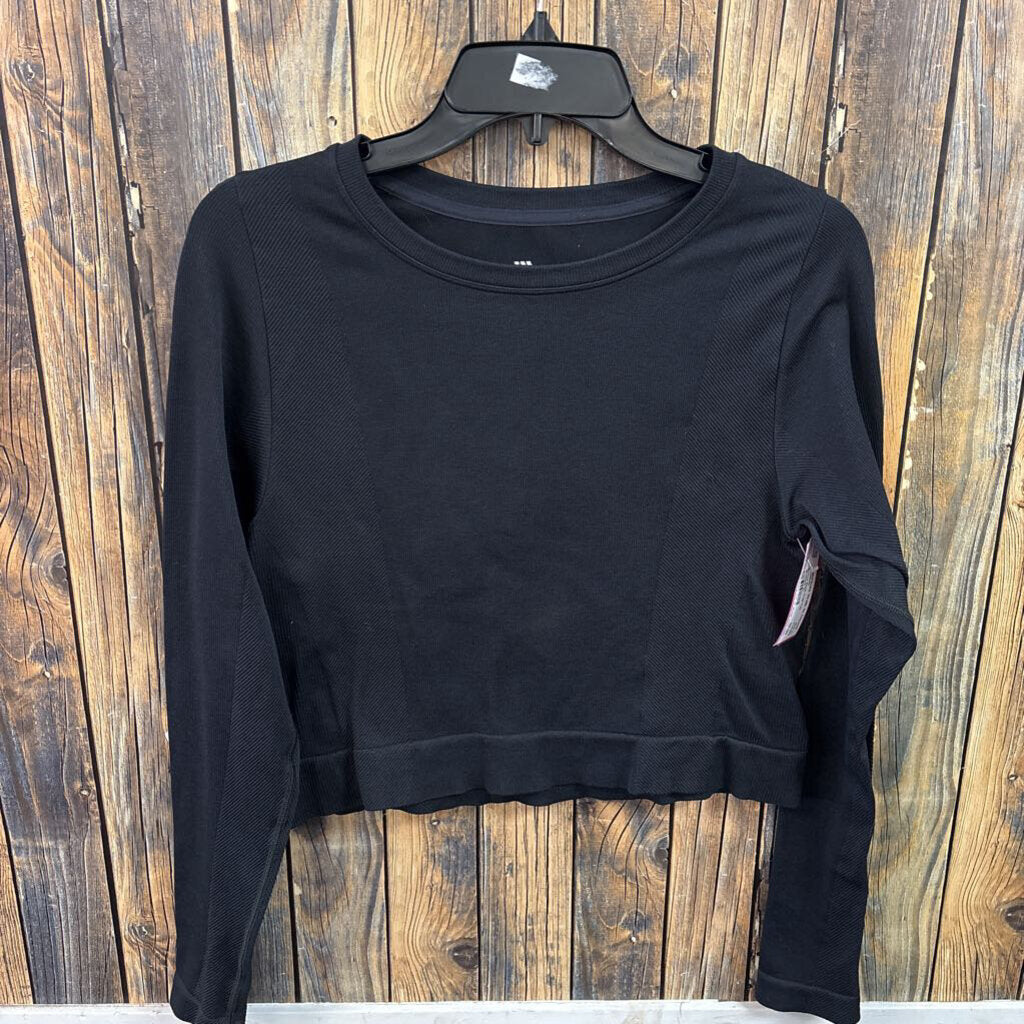 Ribbed Black Crop Top, Womens XL