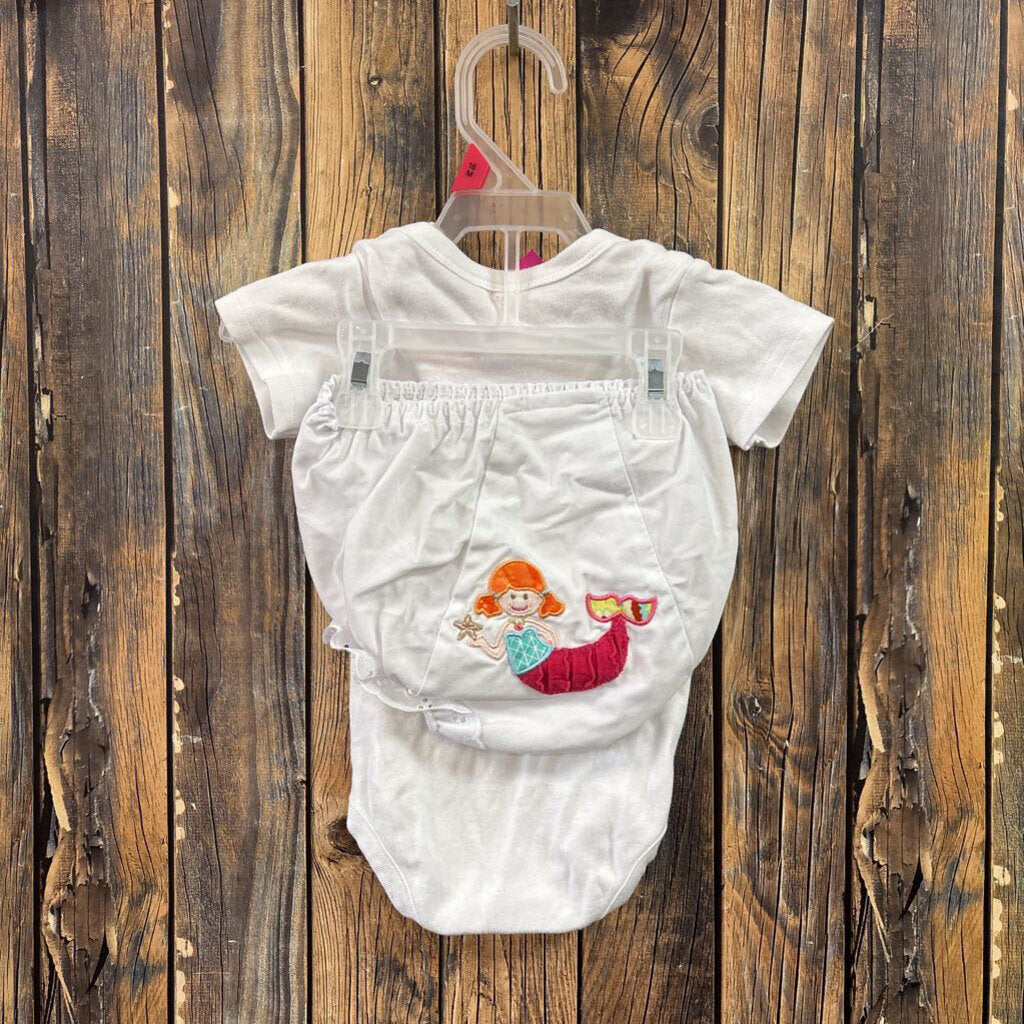 Mermaid Onesie with Diaper Cover, Girl's 3-6m