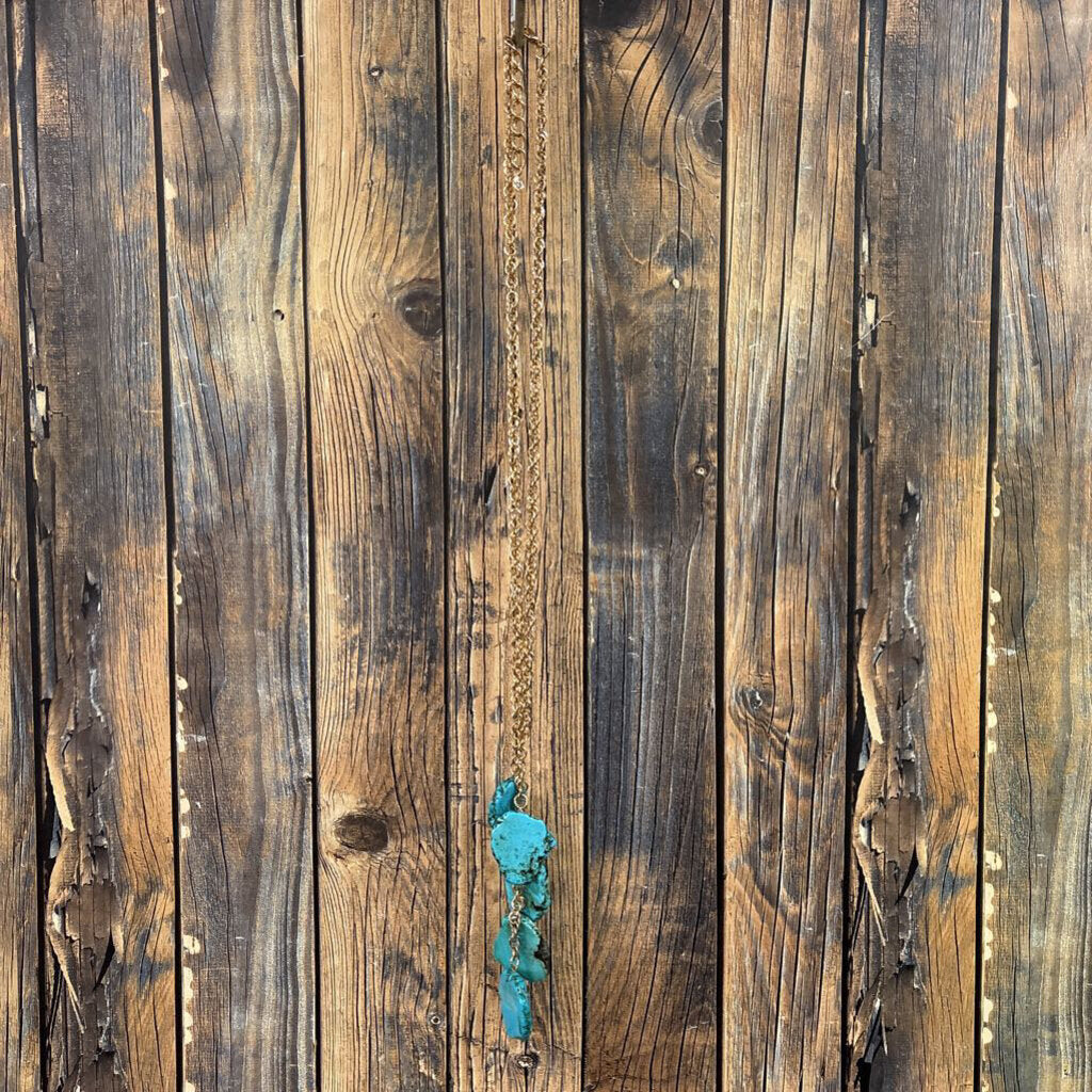 Gold Tone Chain Turquoise Necklace