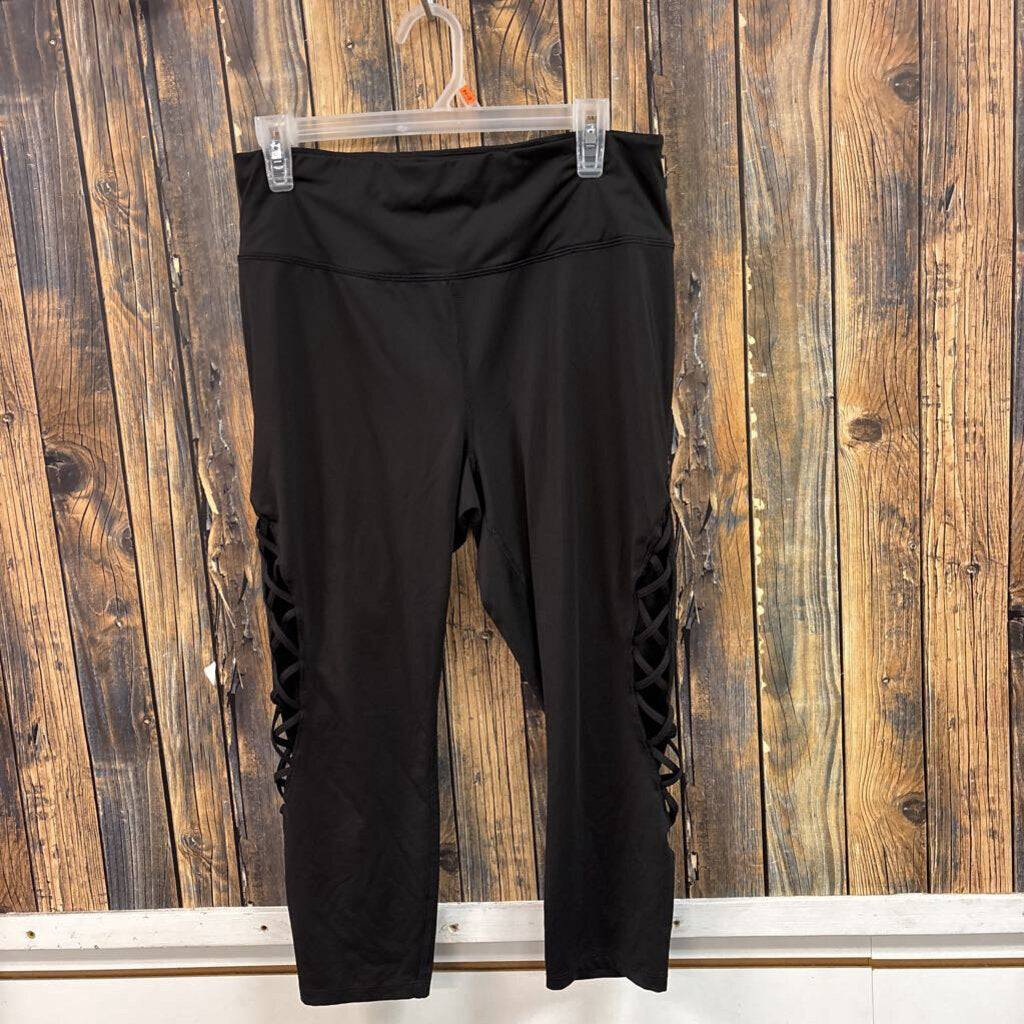 Black Criss Cross Leggings, Women's L