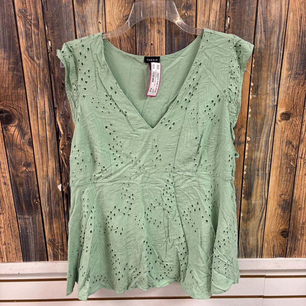 Torrid Green Eyelet Top, Womens 3