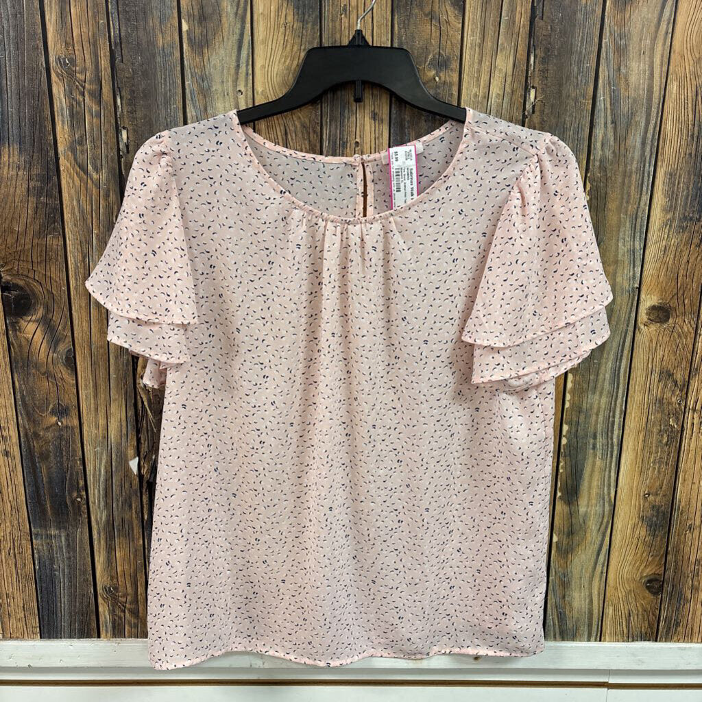 Pink Sheer Animal Print Top, Womens XL