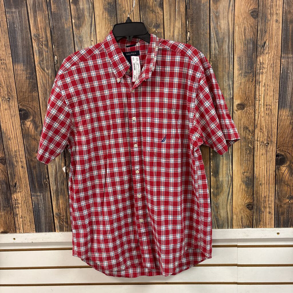 Nautica Red Button Up, Men's L