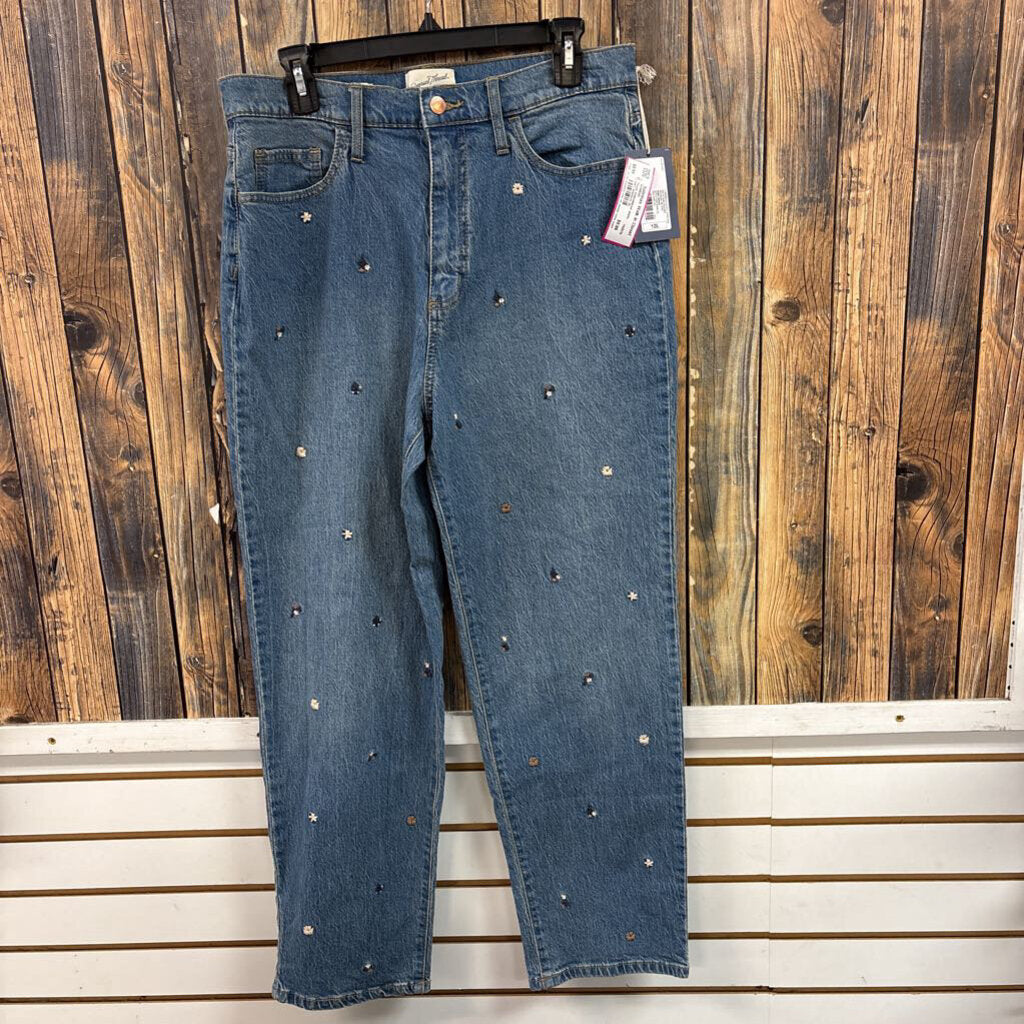 Flower Embroidered Jeans, NWT Women's 12L
