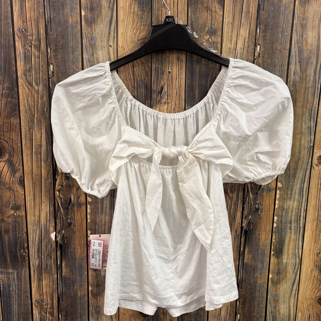 Bubble Sleeve White Top, NWT Women's XS