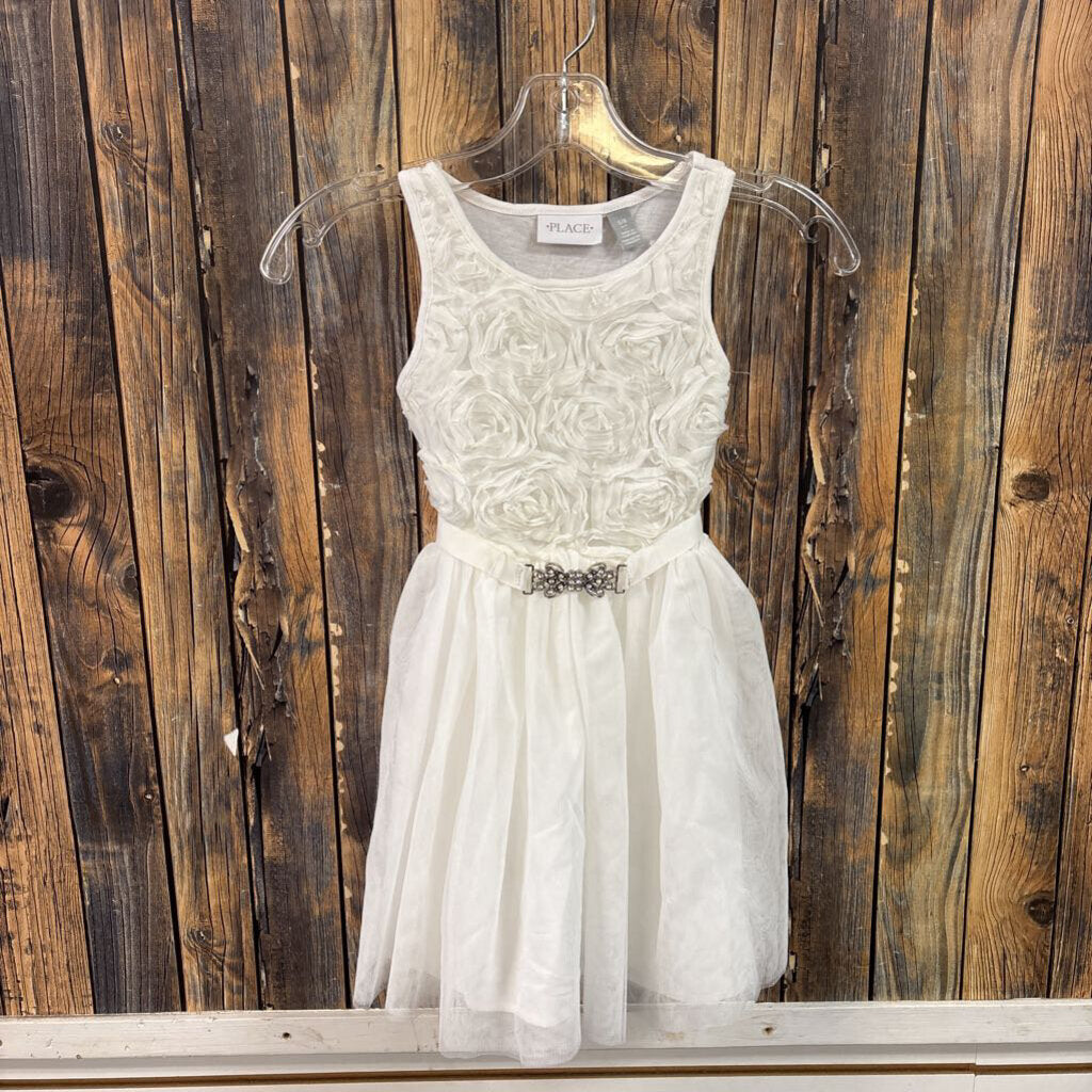 NWT Childrens White Flower Dress, Girls 5/6