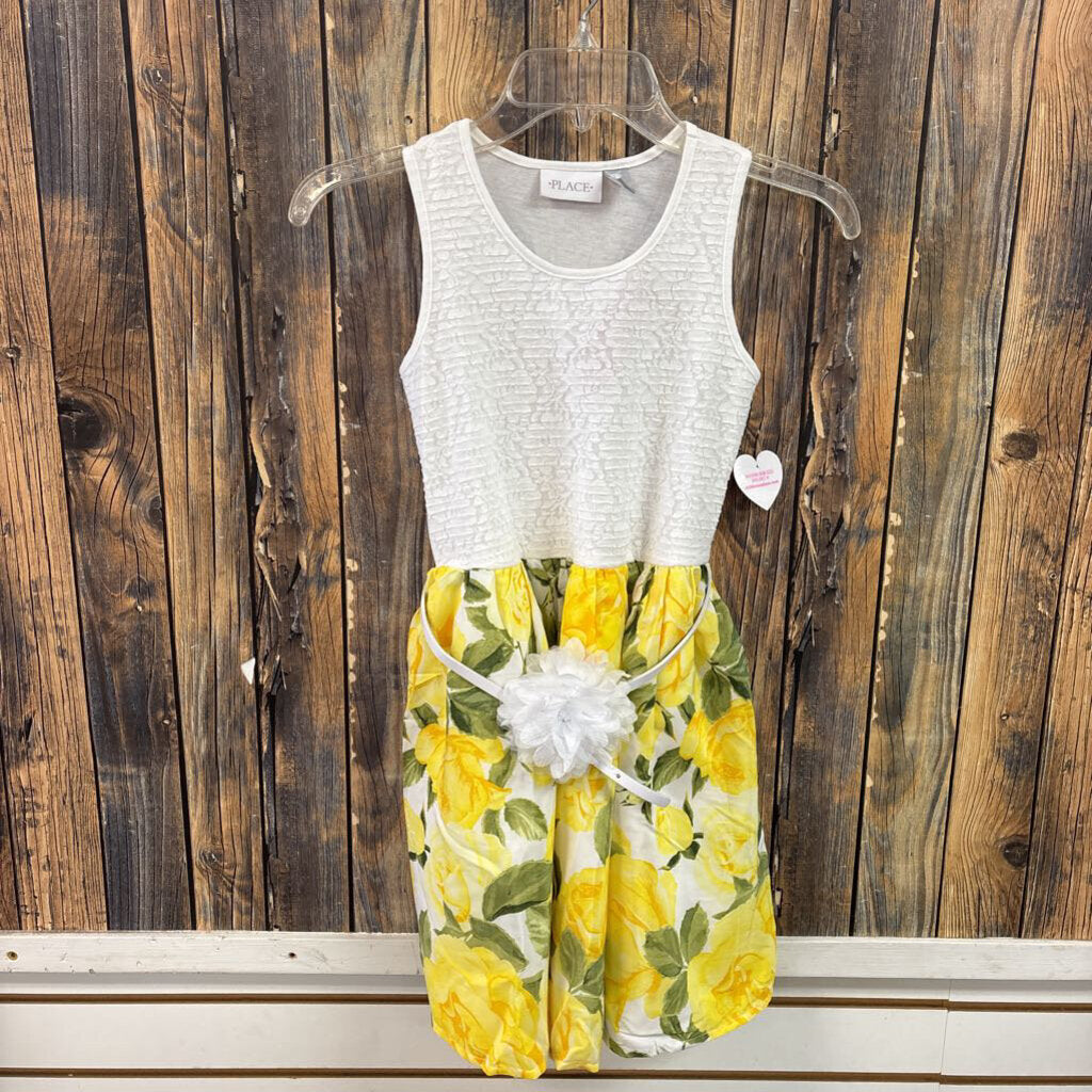 NWT Childrens Place Yellow/White Dress, Girls 7/8
