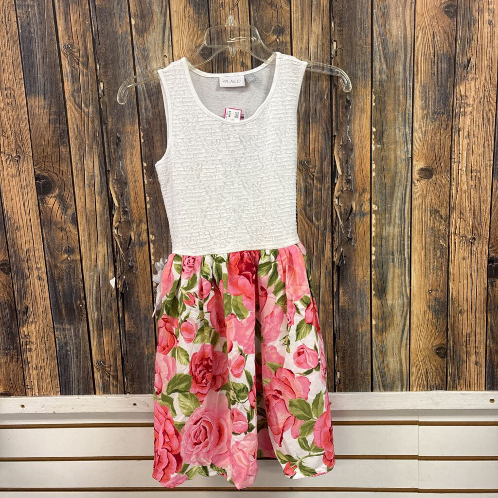 NWT Childrens Place White/Pink Floral Dress, Girls 10/12
