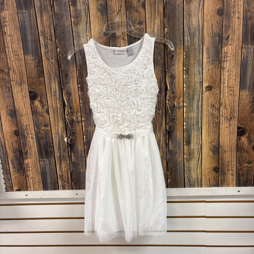 NWT Childrens Place White Rose Dress, Girls 14
