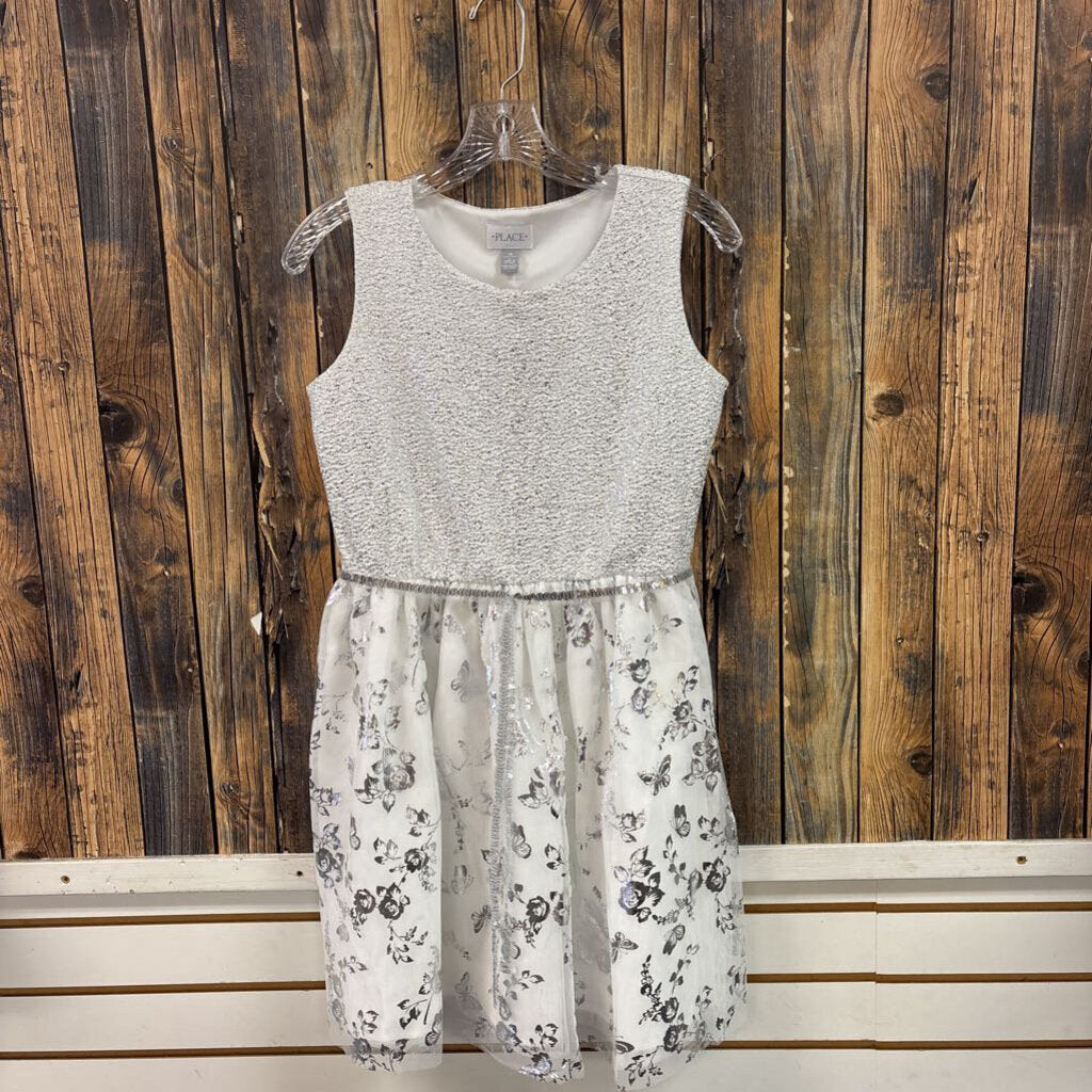 NWT Childrens Place Silver/White Dress, Girls 16