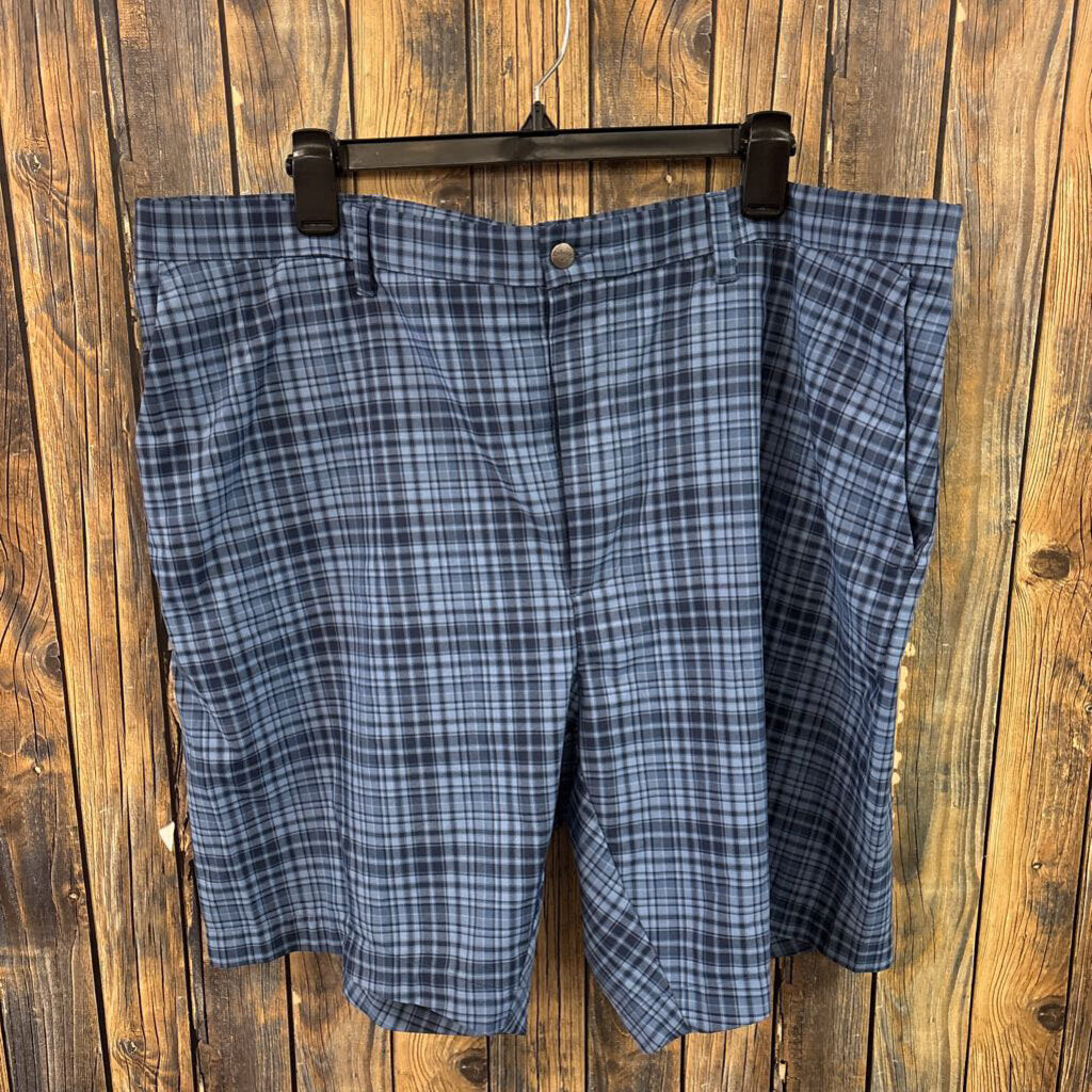 Callaway Blue Plaid Shorts, Mens 42