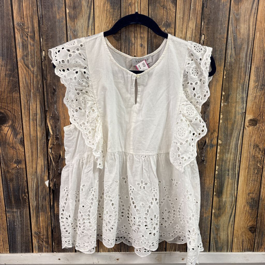 Hayden White Eyelet Top, Women's L