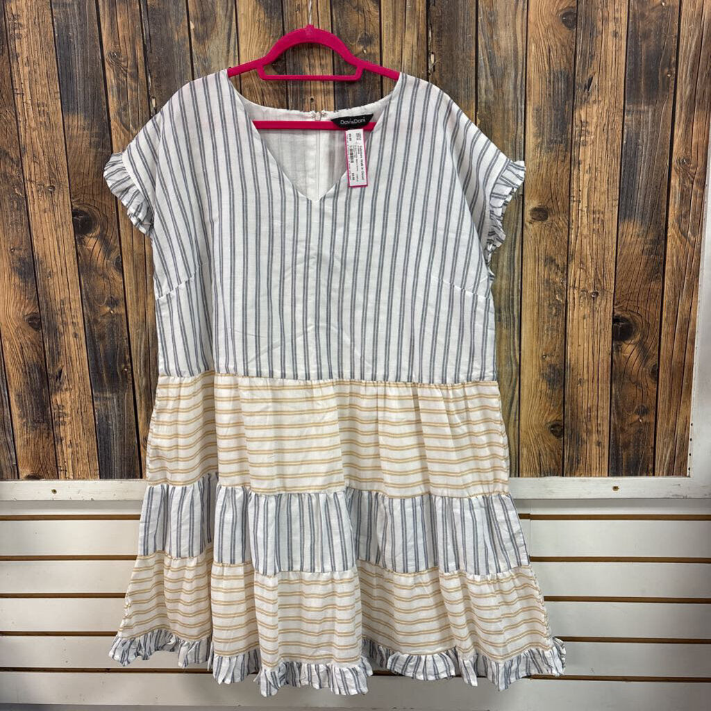 Striped Ruffle Sleeve Dress, Women's 2XL