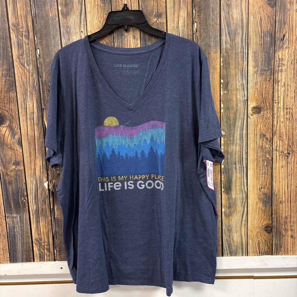 Life is Good VNeck Tee, Women's XXXL