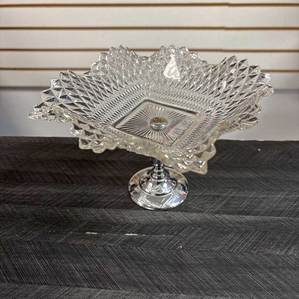 Vintage Indiana Glass Diamond Point Pedestal